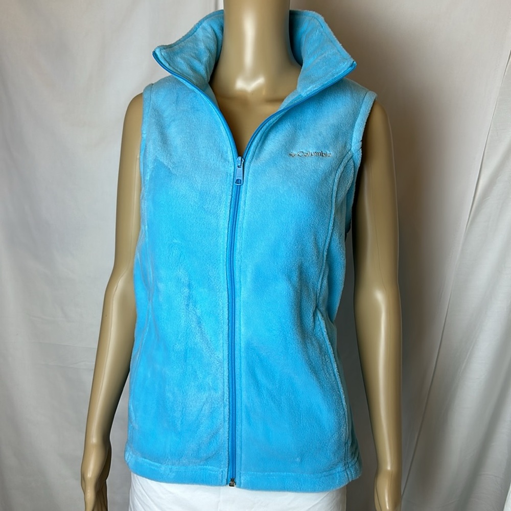 Columbia Benton Springs Unique Ice Blue Fleece Vest Size Medium